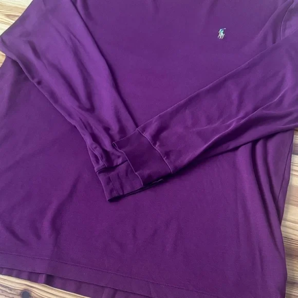 Polo by Ralph Lauren Men's Burgundy Long Sleeve Tee size Large EUC Soft Cotton - Picture 4 of 5